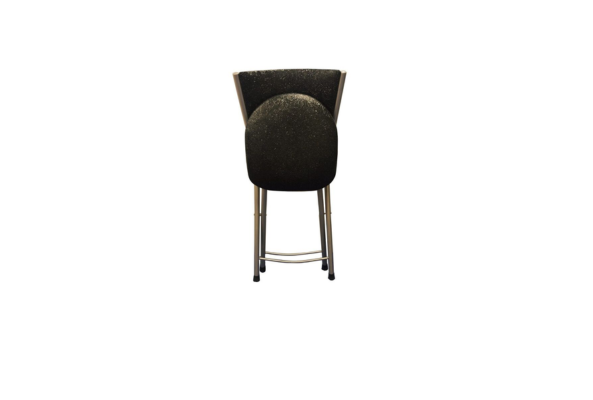 Black Leather Padded Chair with metal legs from Meta Furniture, shown from the back view