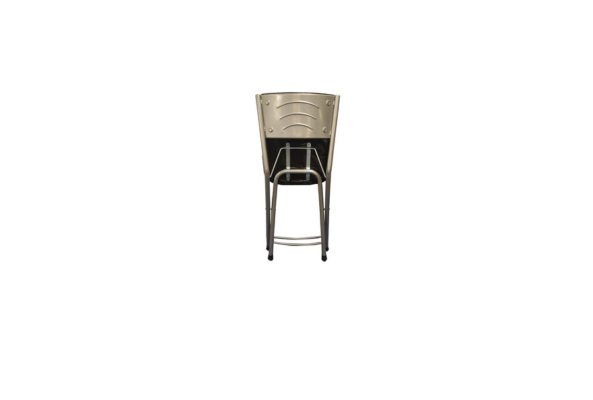 Back view of Meta Furniture leather padded chair with metal frame and support bars