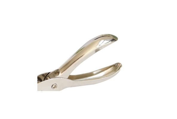 Metallic single hole puncher with ergonomic handle for easy paper punching by Meta Furniture