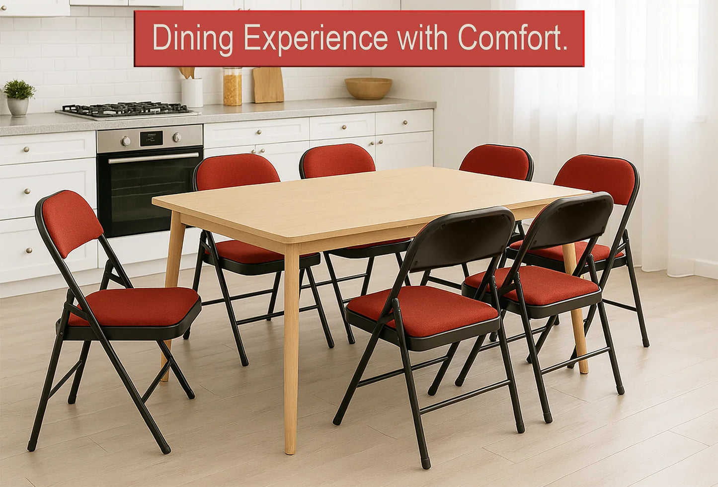 Meta Furniture Fabric Folding Chair with Comfort Cushion
