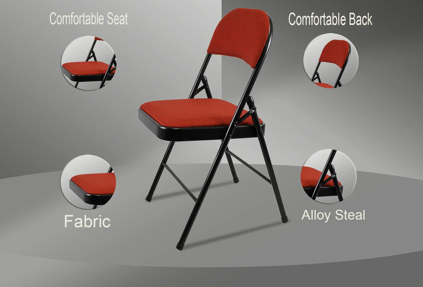 Meta Furniture Fabric Folding Chair with Comfort Cushion