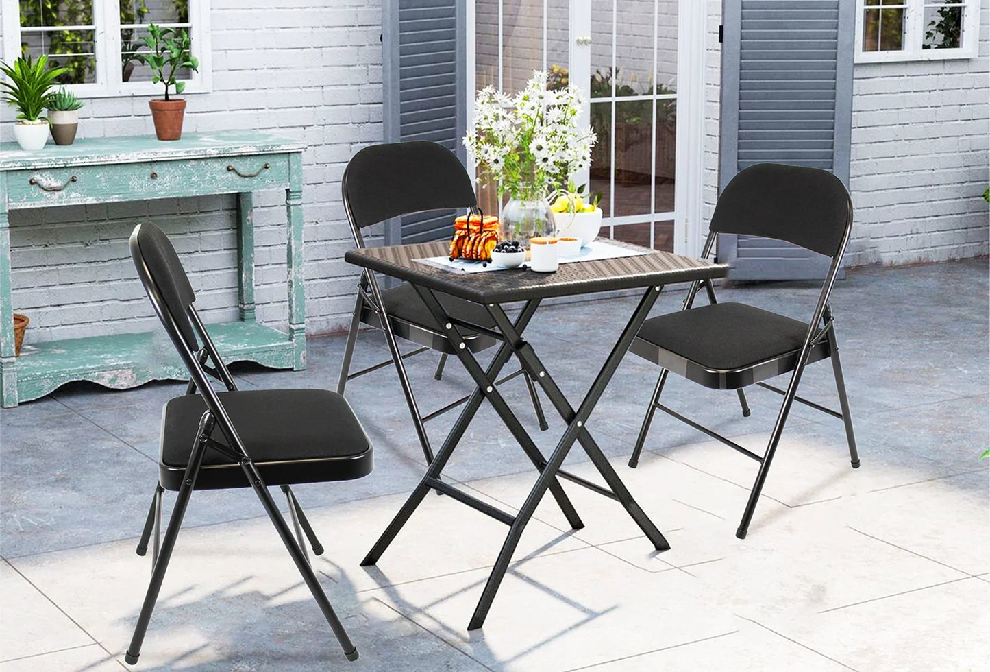 Meta Furniture Fabric Folding Chair with Comfort Cushion
