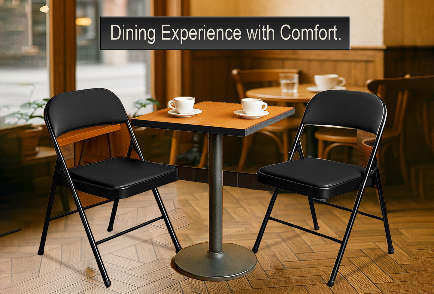 Leather Folding Chair with Padded Seat | Meta Furniture