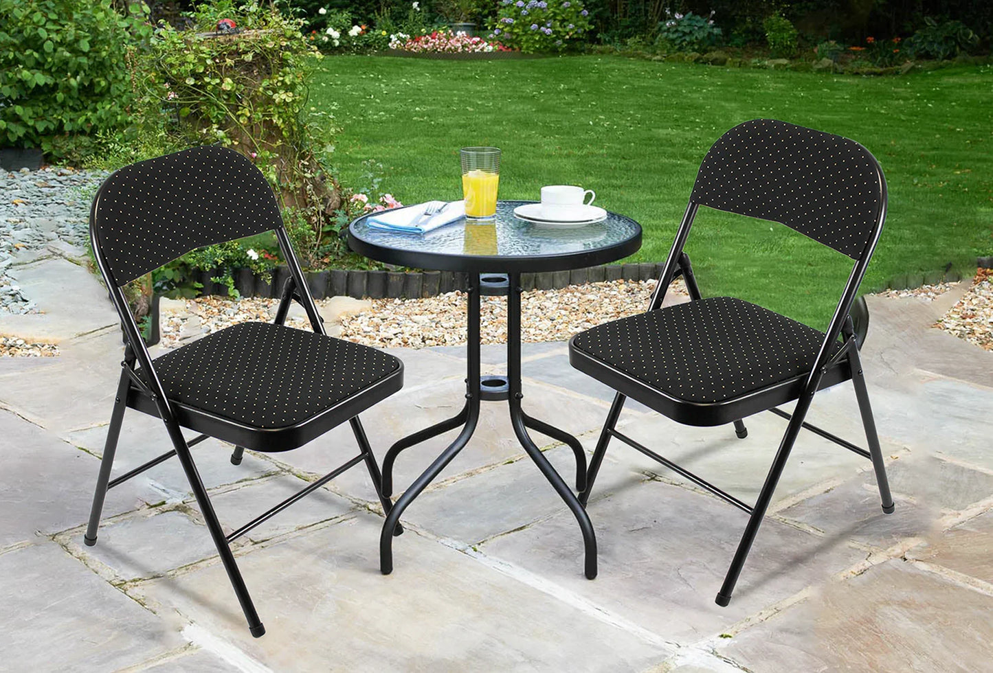 Meta Furniture Fabric Folding Chair with Comfort Cushion