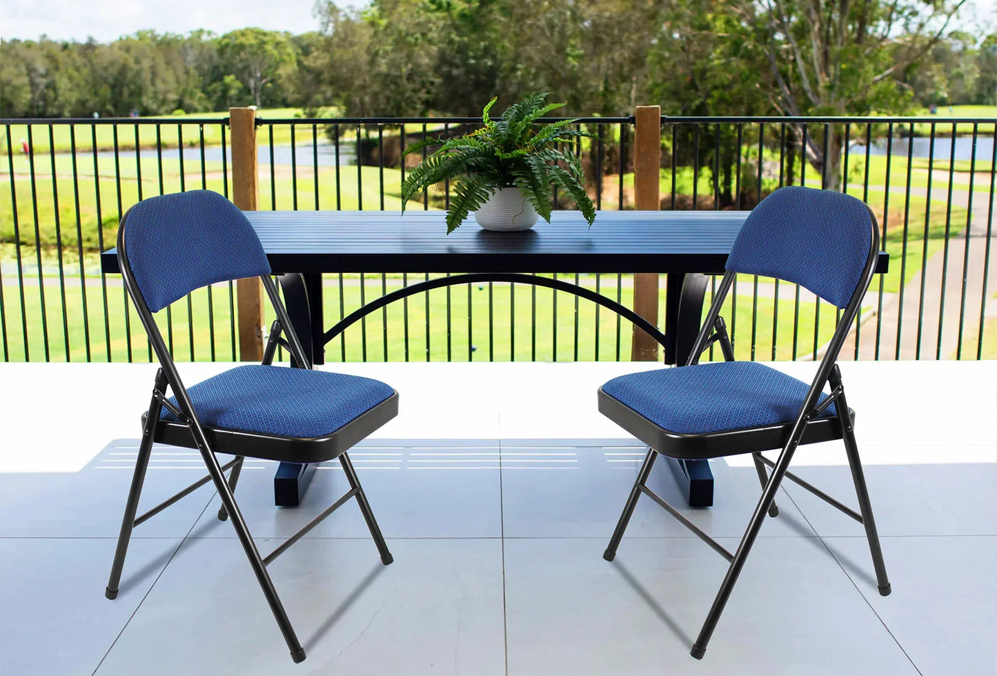 Meta Furniture Fabric Folding Chair with Comfort Cushion