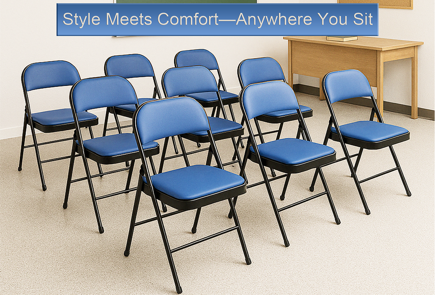 Leather Folding Chair with Padded Seat | Meta Furniture