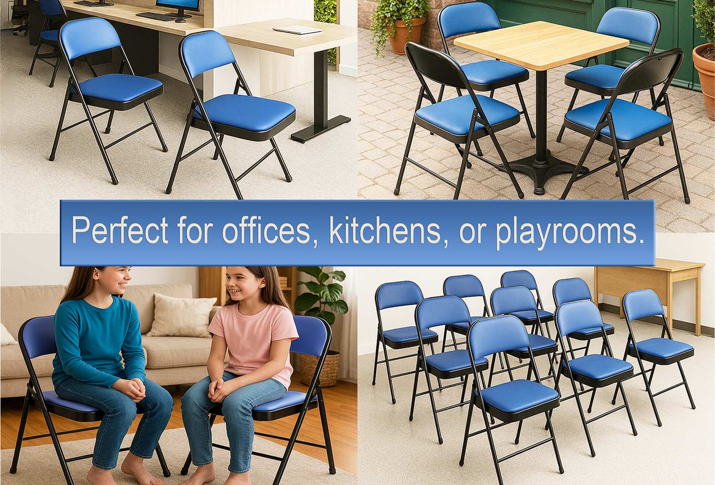 Leather Folding Chair with Padded Seat | Meta Furniture