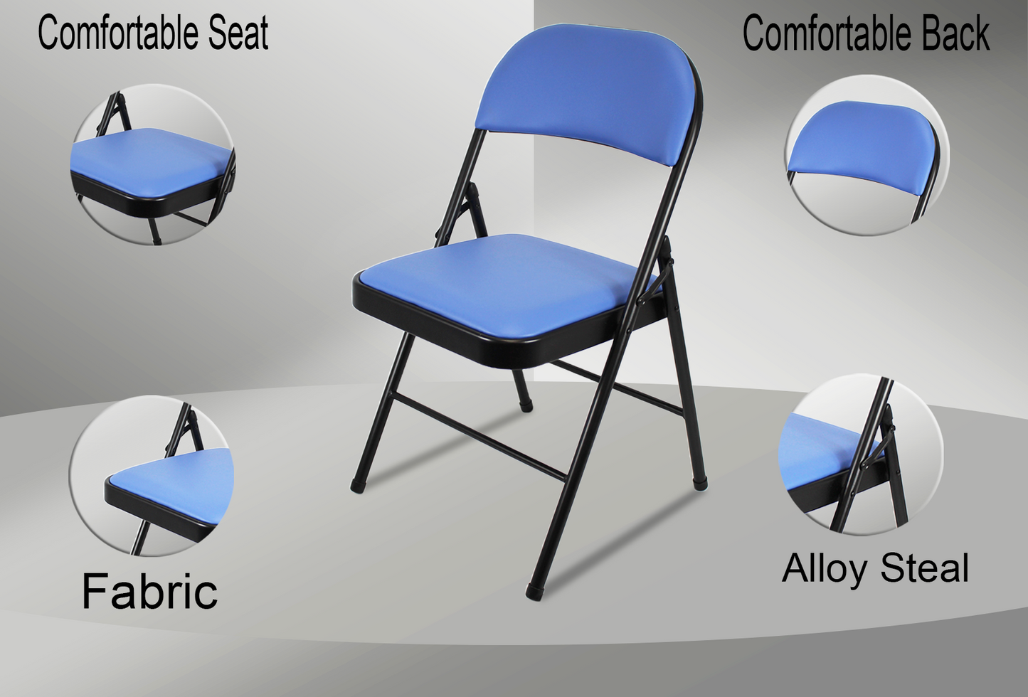 Leather Folding Chair with Padded Seat | Meta Furniture