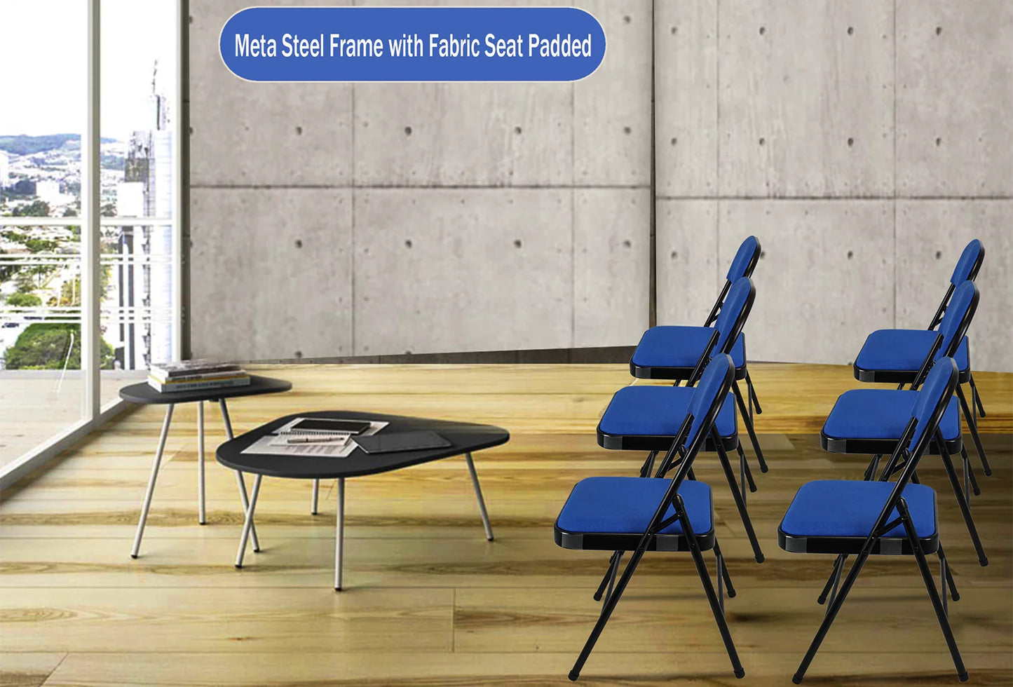 Meta Furniture Fabric Folding Chair with Comfort Cushion