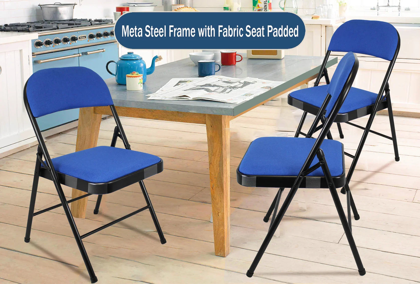 Meta Furniture Fabric Folding Chair with Comfort Cushion