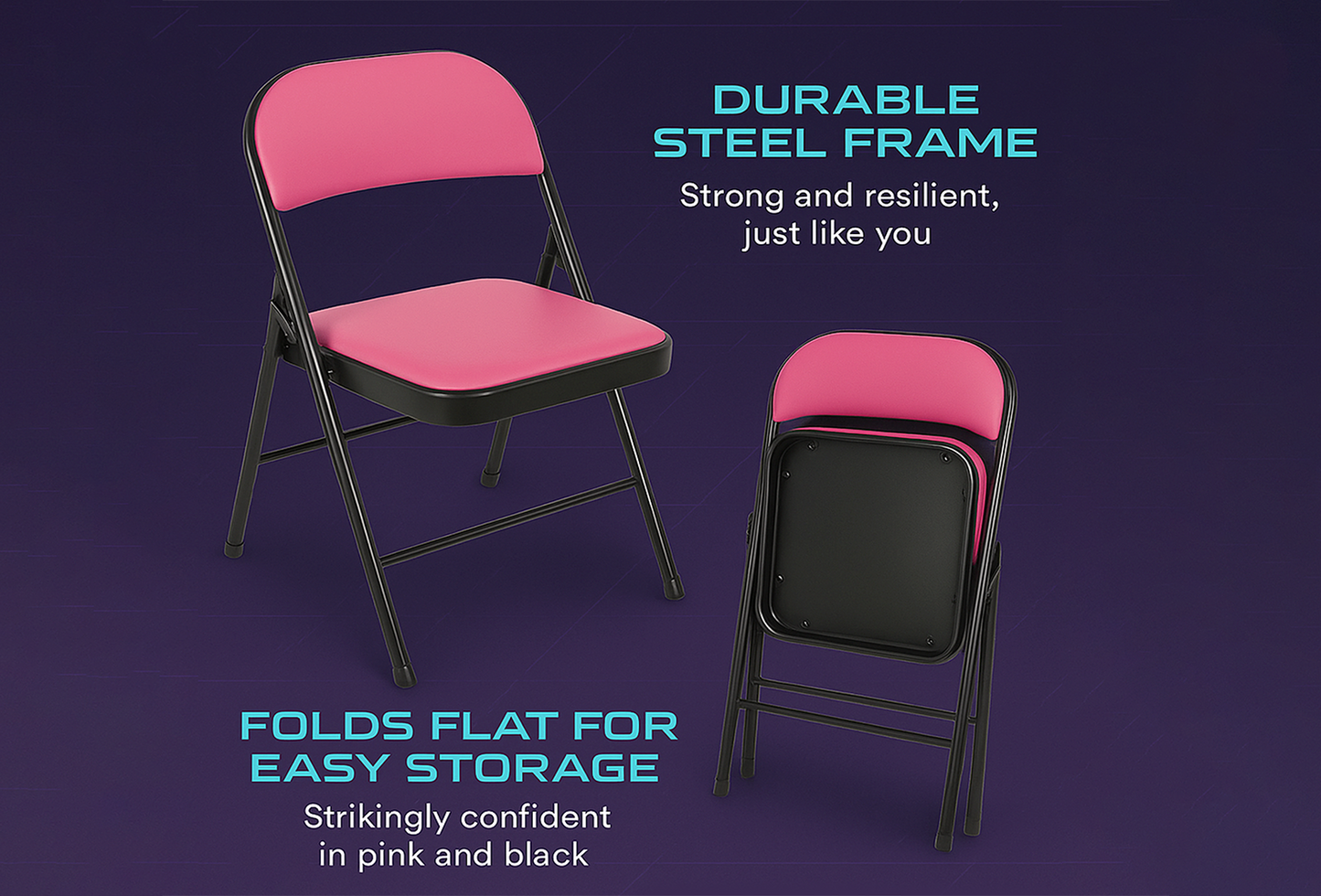 Leather Folding Chair with Padded Seat | Meta Furniture