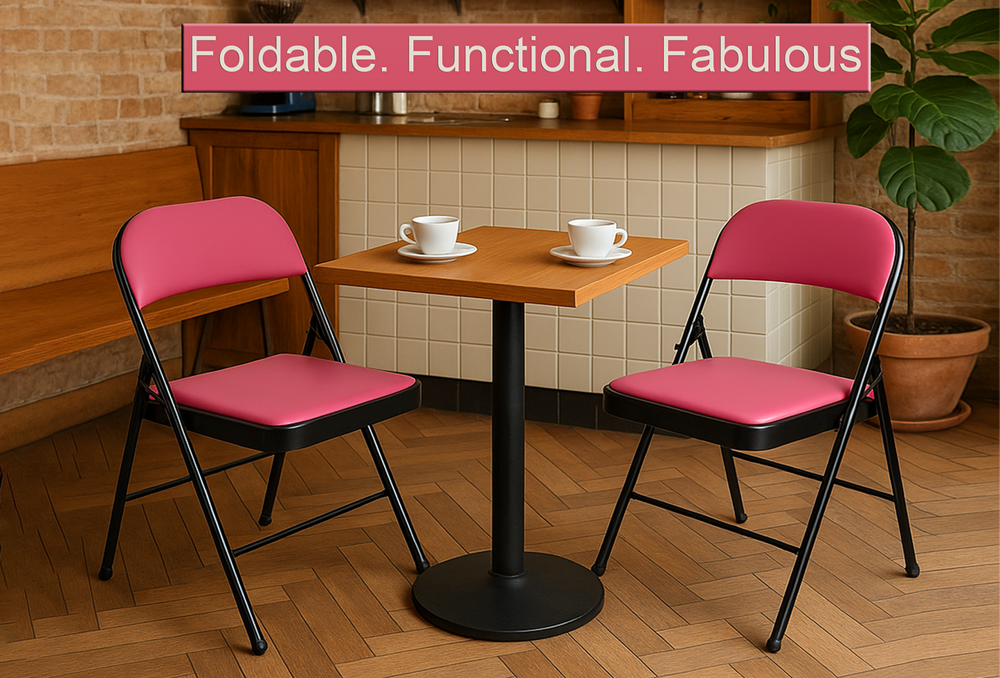 Leather Folding Chair with Padded Seat | Meta Furniture