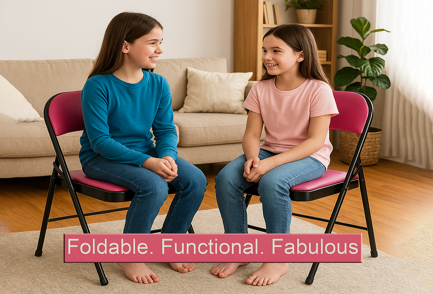 Leather Folding Chair with Padded Seat | Meta Furniture