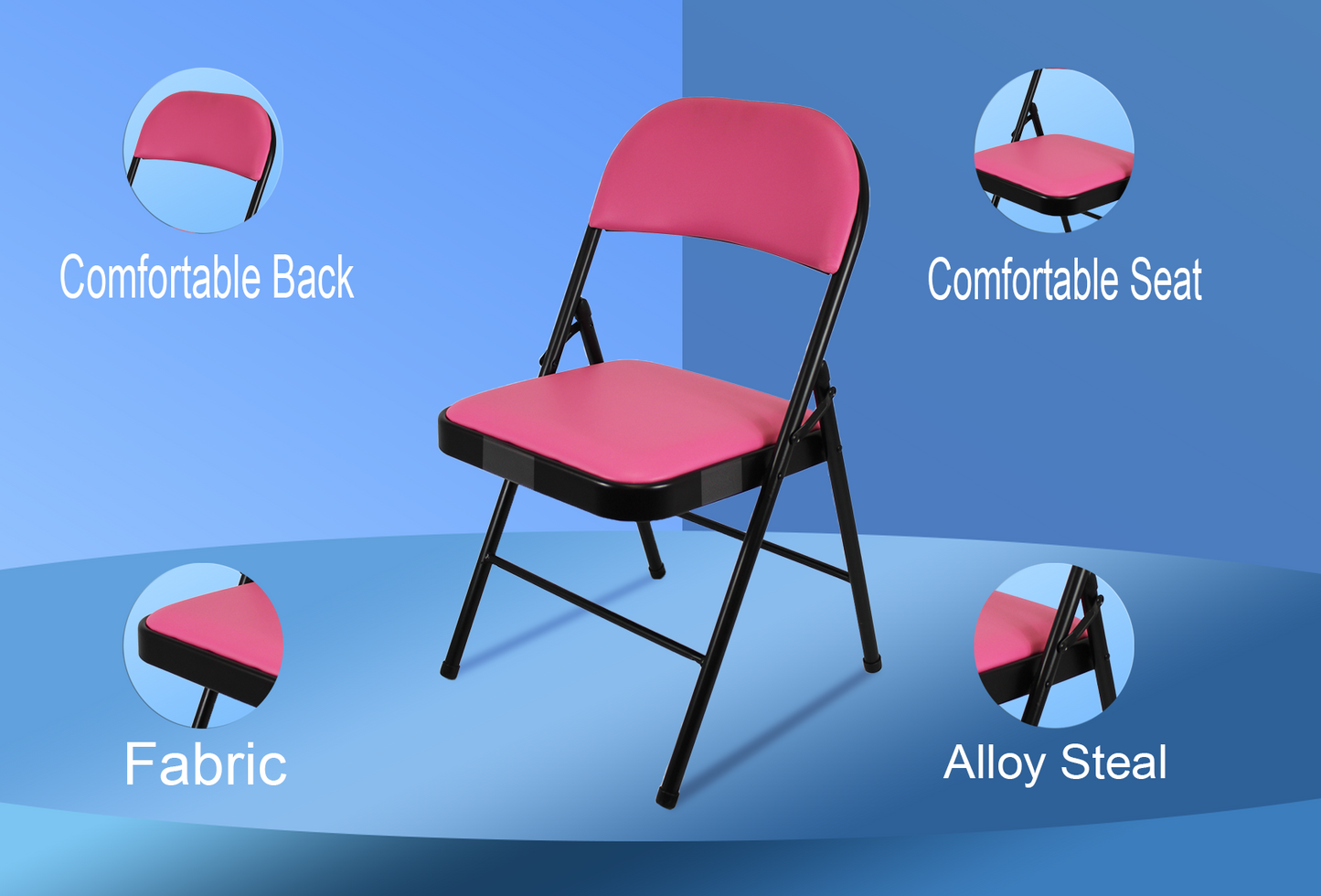 Leather Folding Chair with Padded Seat | Meta Furniture