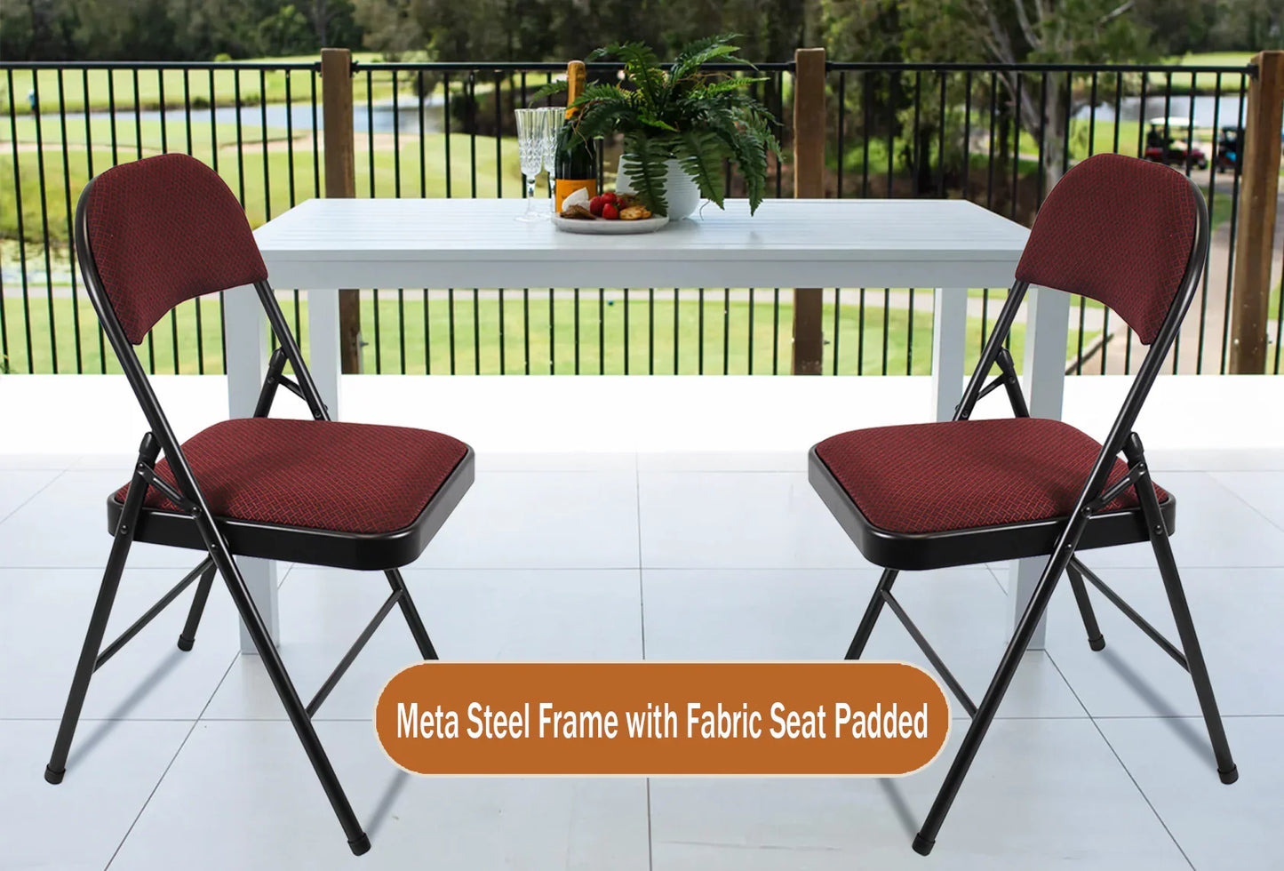 Meta Furniture Fabric Folding Chair with Comfort Cushion