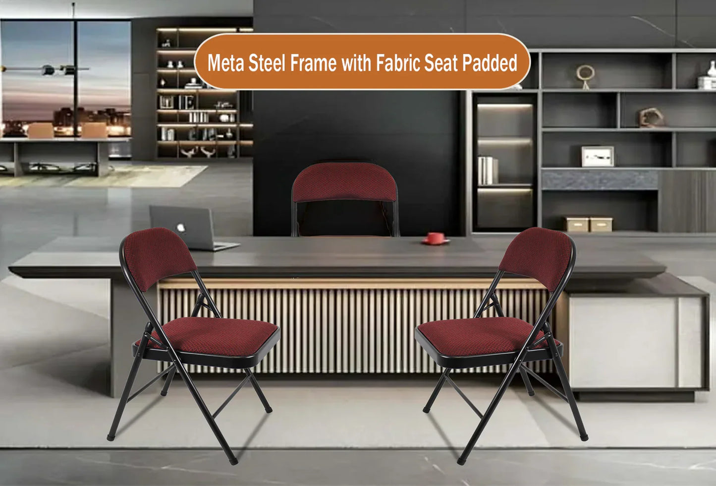 Meta Furniture Fabric Folding Chair with Comfort Cushion