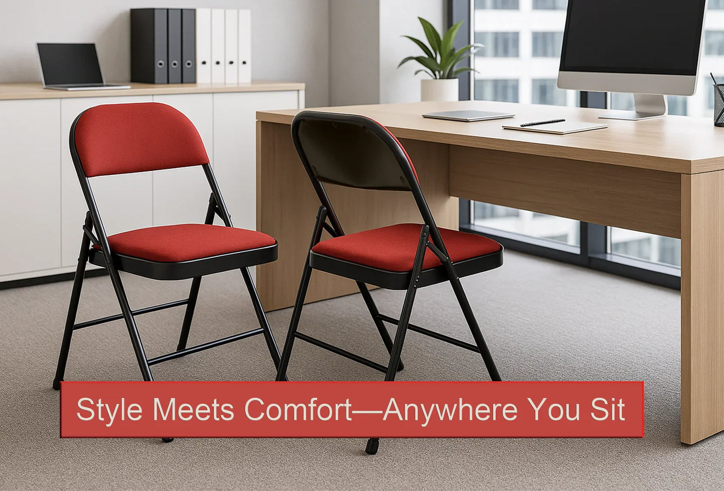 Meta Furniture Fabric Folding Chair with Comfort Cushion