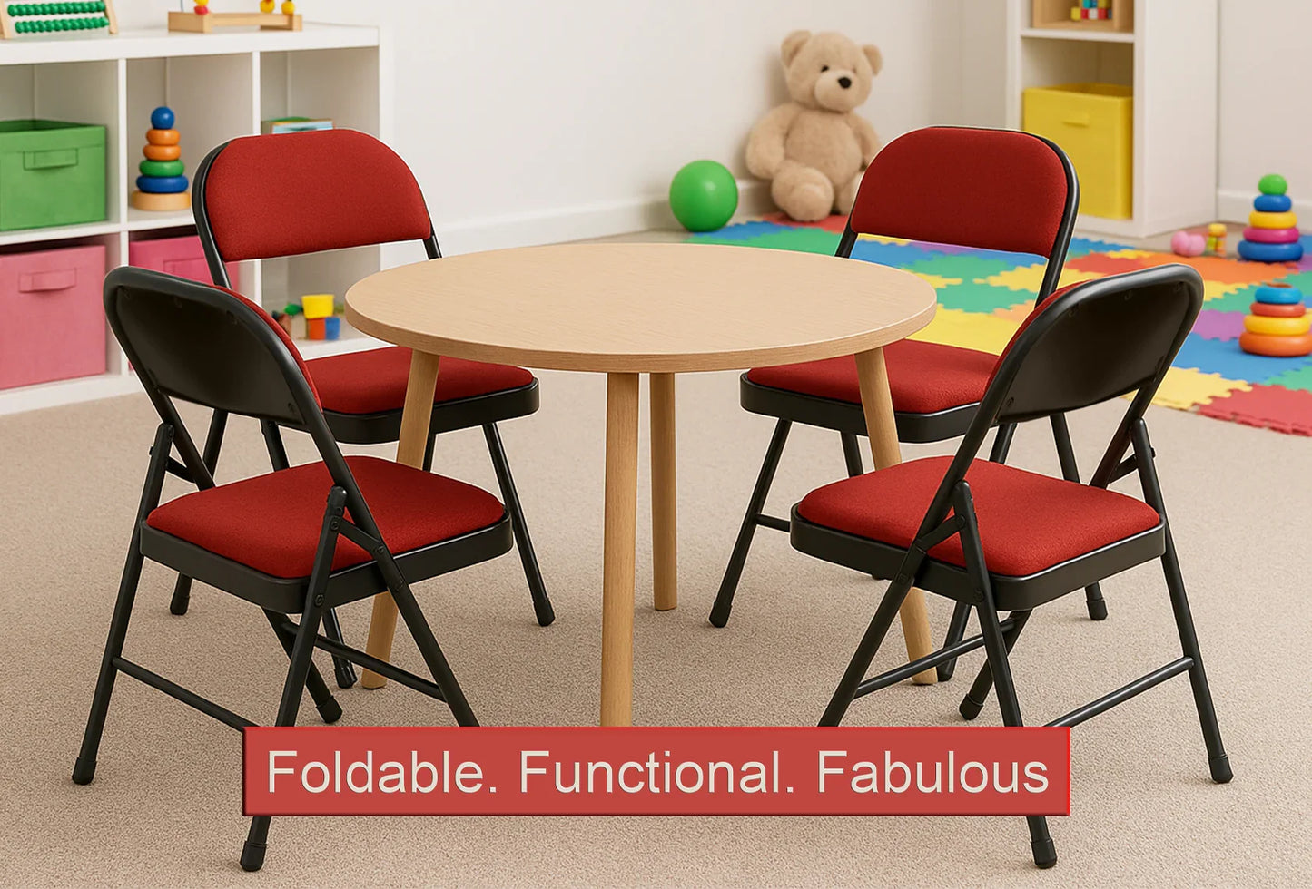 Meta Furniture Fabric Folding Chair with Comfort Cushion