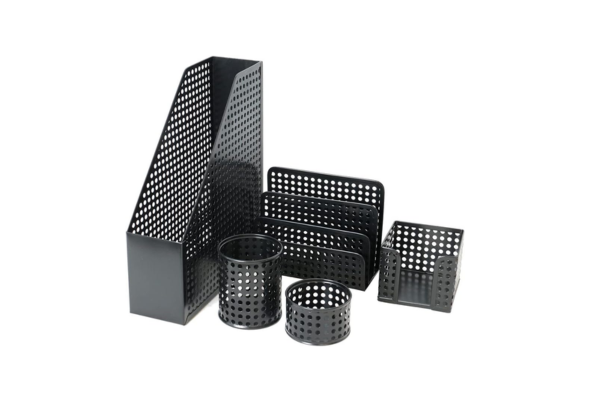 Meta Furniture Stationary Set Holder 5 Piece black mesh office organizer for desk supplies