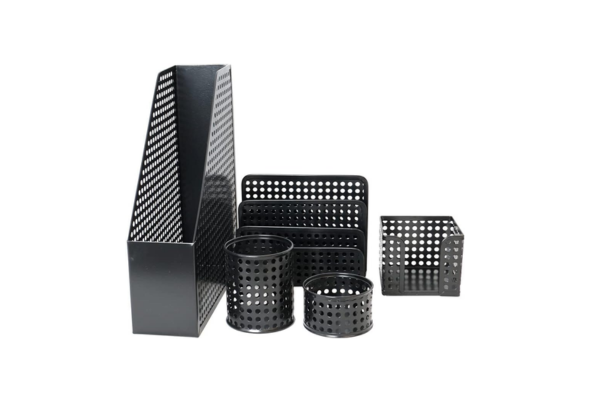 Meta Furniture black Stationary Set Holder 5 Piece with mesh design for desk organization