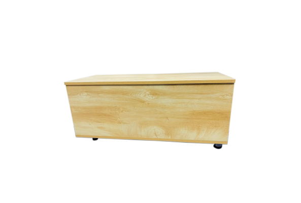Meta Furniture wooden Storage Box with light natural finish and hinged lid for organized storage