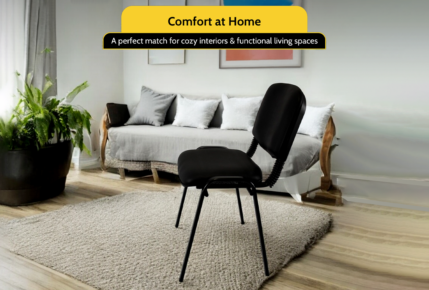 Meta Furniture Leather Stacking Chair with Padded Seat