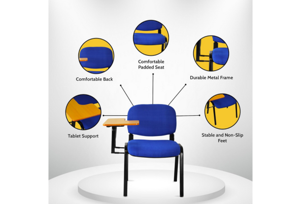 Meta Furniture Fabric Stacking Chair With Tablet Desk