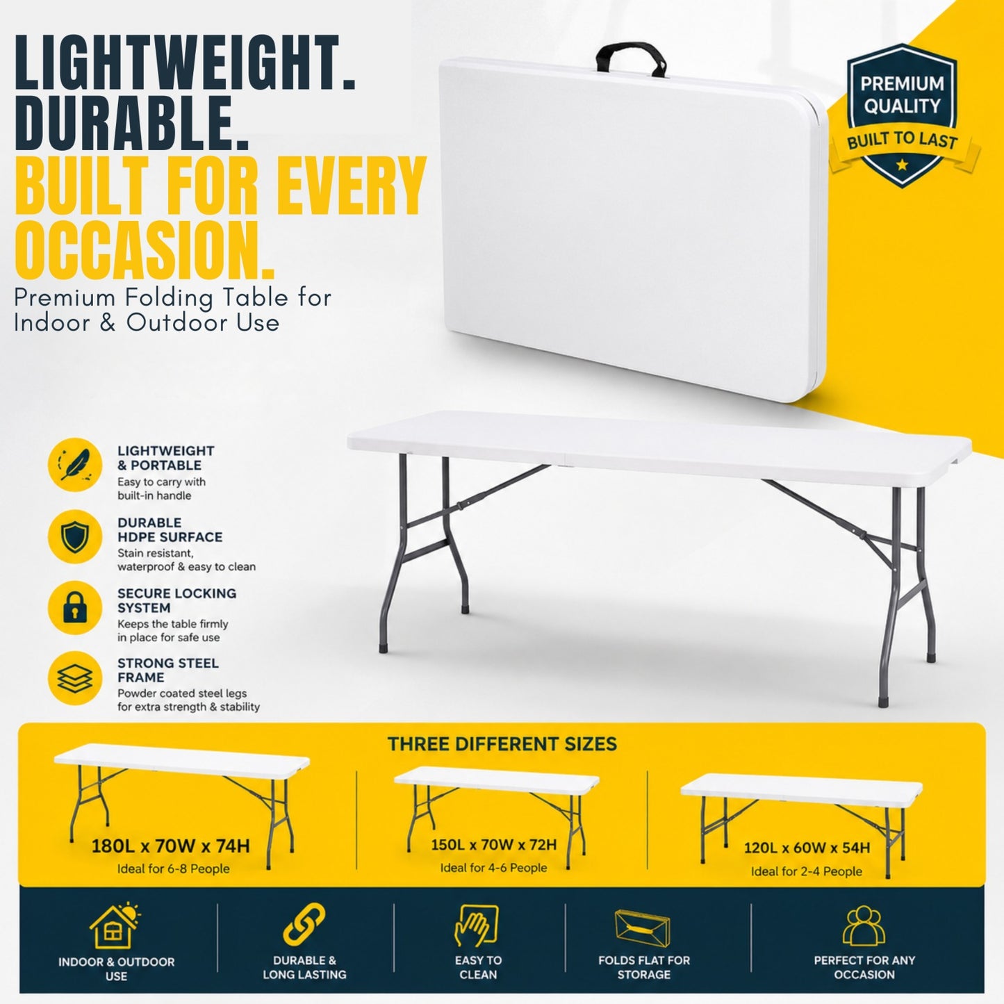 Heavy Duty Folding Trestle Table 120cm 4ft Portable Table