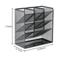 Meta Furniture black metal mesh pen holder with multiple compartments measuring 11 by 10.6 by 5.7 inches