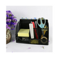 Meta Furniture black mesh Organizer Set with sticky notes scissors tape and pens on white background