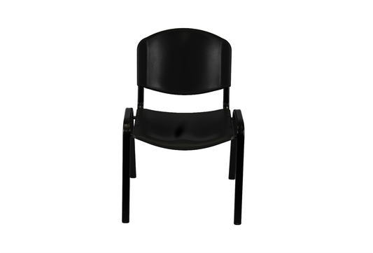 Black Plastic Stacking Chair by Meta Furniture with durable design and curved backrest