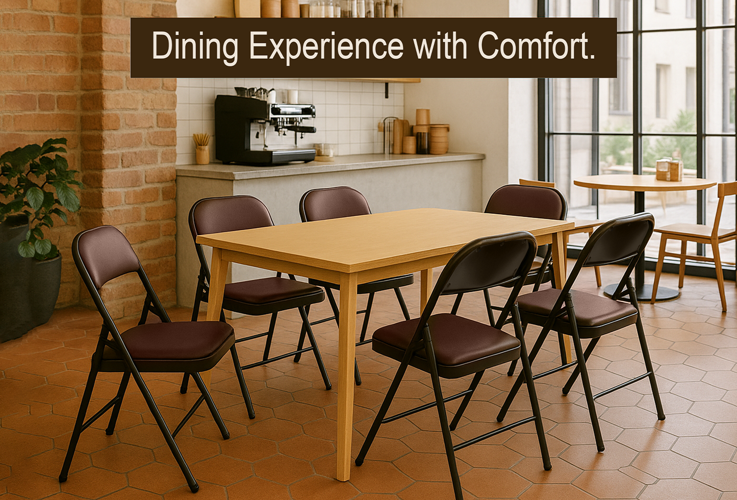 Meta Furniture Leather Folding Chair with Padded Seat