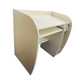Modern white computer table with drawer and curved side panels by Meta Furniture
