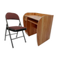 Computer Table With Drawer and Fabric Folding Chair set by Meta Furniture in wood and brown fabric finish