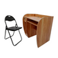 Computer Table With Drawer and Leather Folding Chair set by Meta Furniture in wood finish