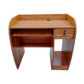 Meta Furniture computer table with drawer and leather folding chair in natural wood finish