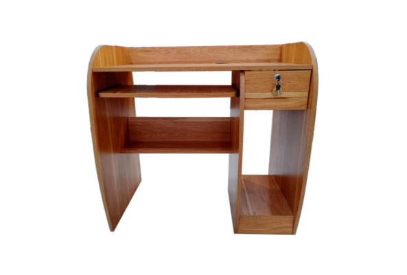 Meta Furniture wooden computer table with drawer featuring open shelves and lockable storage