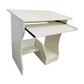 White Meta Furniture computer table with slide tray and additional side shelves for office use