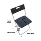 Black plastic folding chair with metal frame and dimensions for Exam Table & Plastic Folding Chair by Meta Furniture