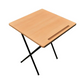 Meta Furniture exam table with light wood top and black metal folding legs for compact use