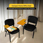 Meta Furniture Fabric Stacking Chair With Tablet featuring black fabric and wooden writing surface for compact home office