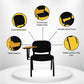 Fabric Stacking Chair With Tablet featuring comfortable back, padded seat, durable metal frame, tablet support, and non-slip feet
