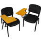 Meta Furniture Fabric Stacking Chair With Tablet in black fabric and wooden writing surface