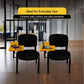 Meta Furniture Fabric Stacking Chair With Tablet in black with orange tablet arm for everyday use