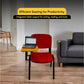 Fabric Stacking Chair With Tablet featuring red fabric seat and black frame with integrated tablet support for productivity