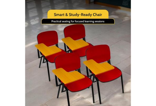Meta Furniture fabric stacking chair with tablet practical seating for focused learning sessions