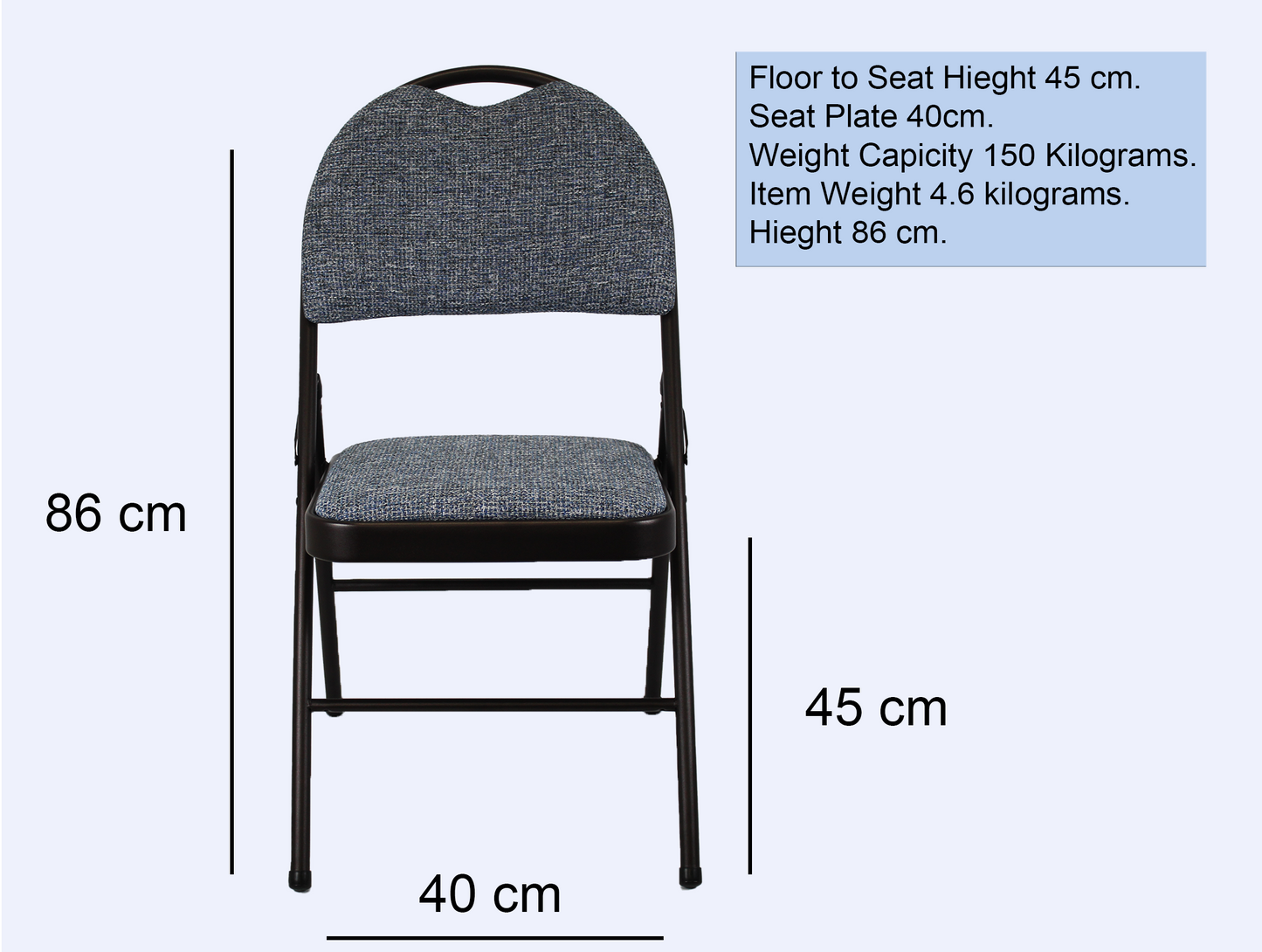 Meta Furniture Heavy Duty Folding Chair with Padded Seat & Backrest
