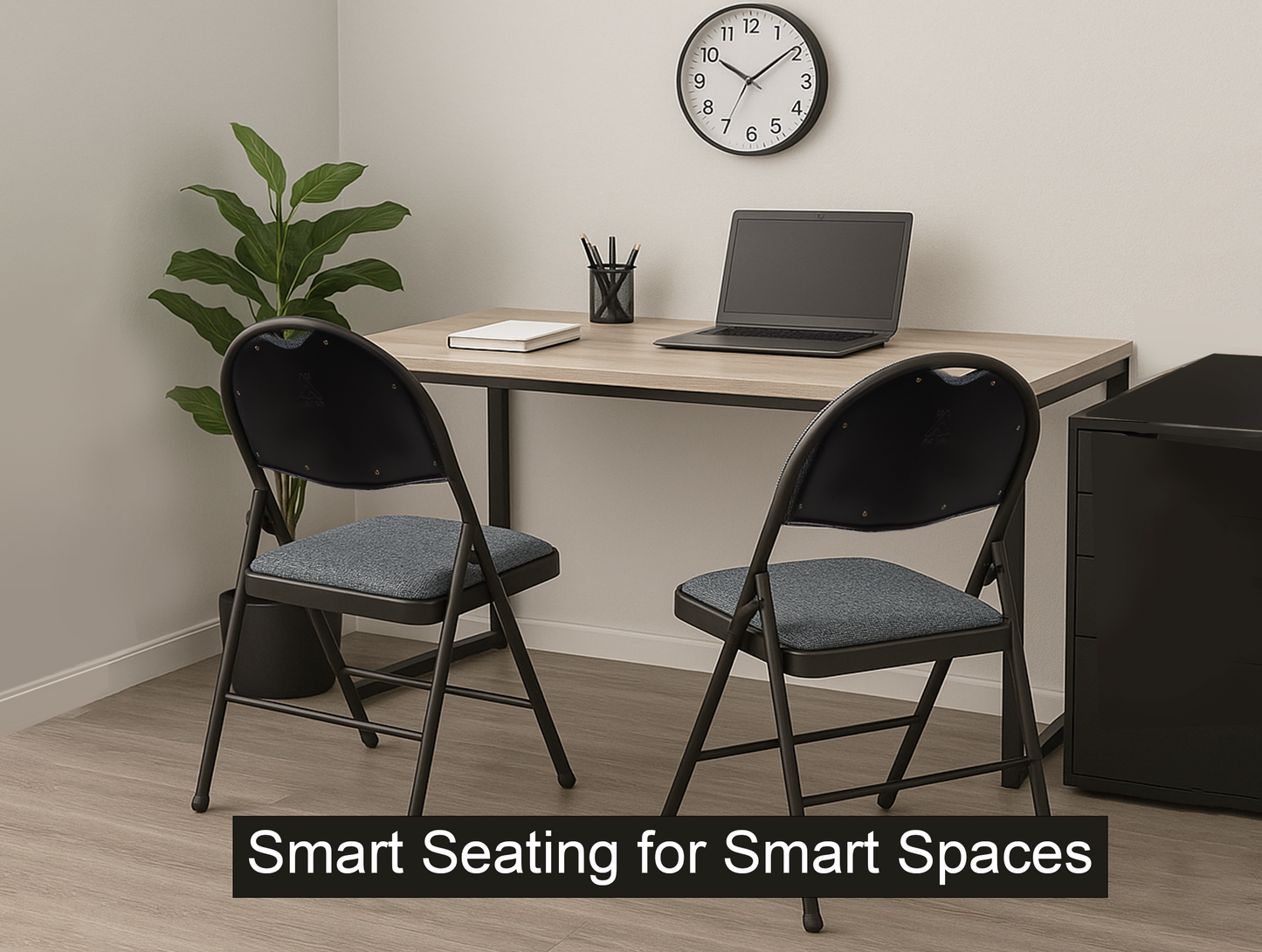 Meta Furniture Heavy Duty Folding Chair with Padded Seat & Backrest