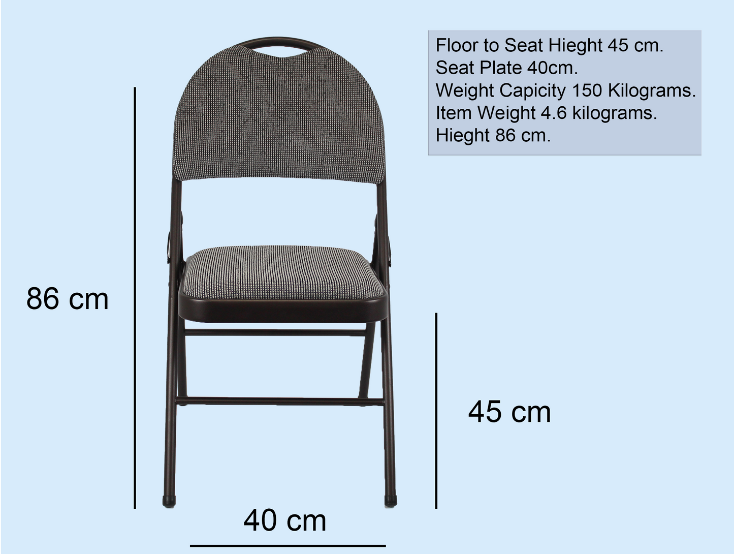 Meta Furniture Heavy Duty Folding Chair with Padded Seat & Backrest