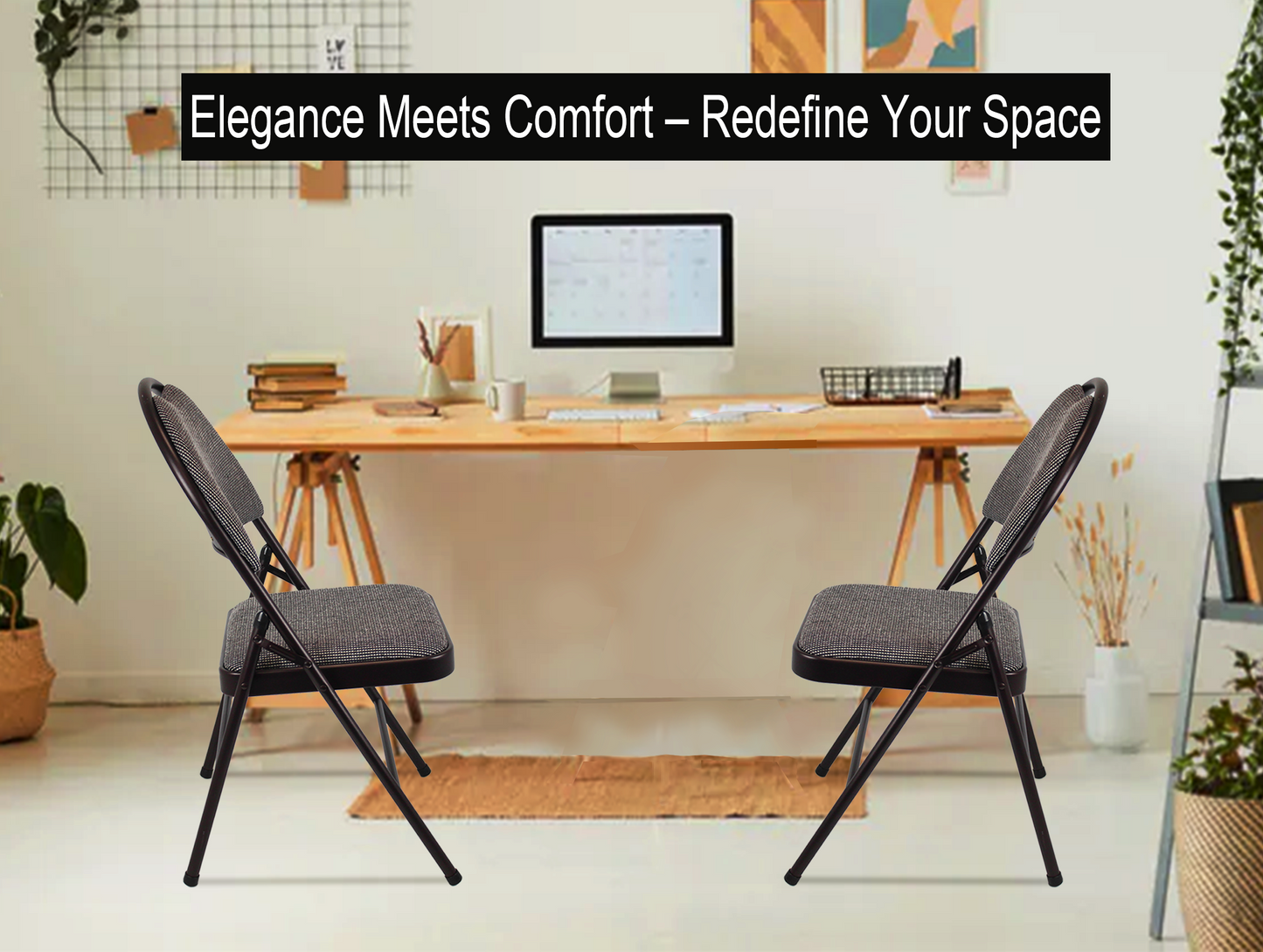 Meta Furniture Heavy Duty Folding Chair with Padded Seat & Backrest